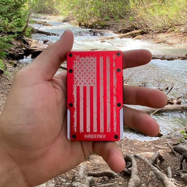 Red American Flag Minimalist Wallet