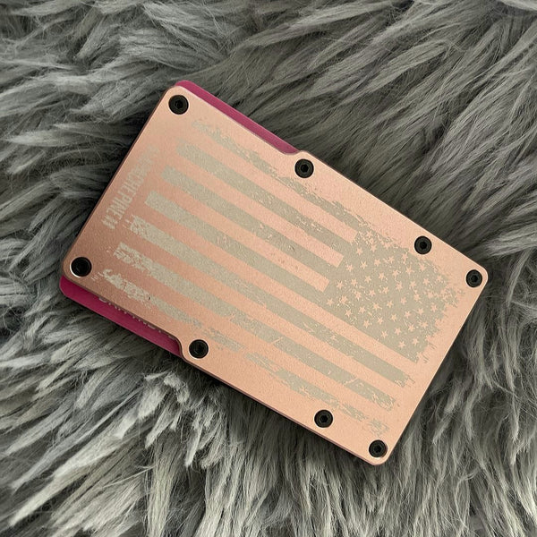 Rose Gold American Flag Minimalist Wallet