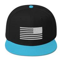 Snapback Flag Hat, White Embroidery