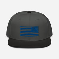 Snapback Flag Hat, Blue Embroidery