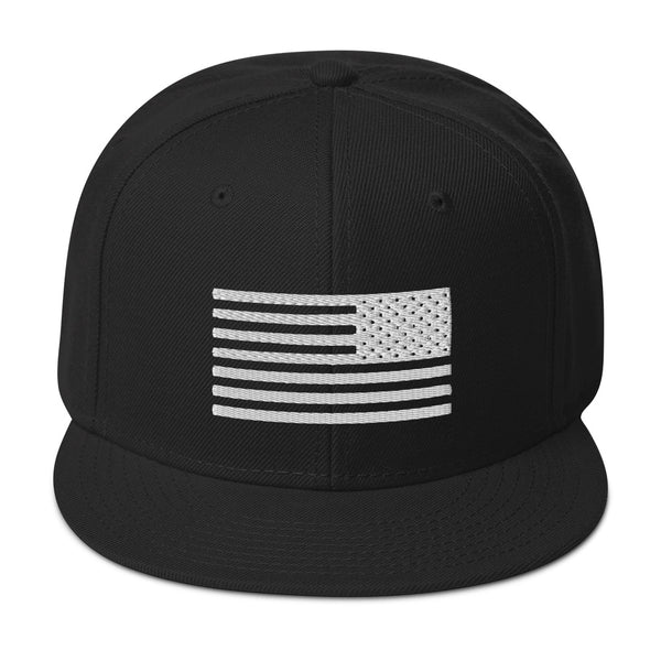 Snapback Flag Hat, White Embroidery
