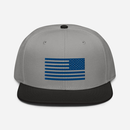 Snapback Flag Hat, Blue Embroidery