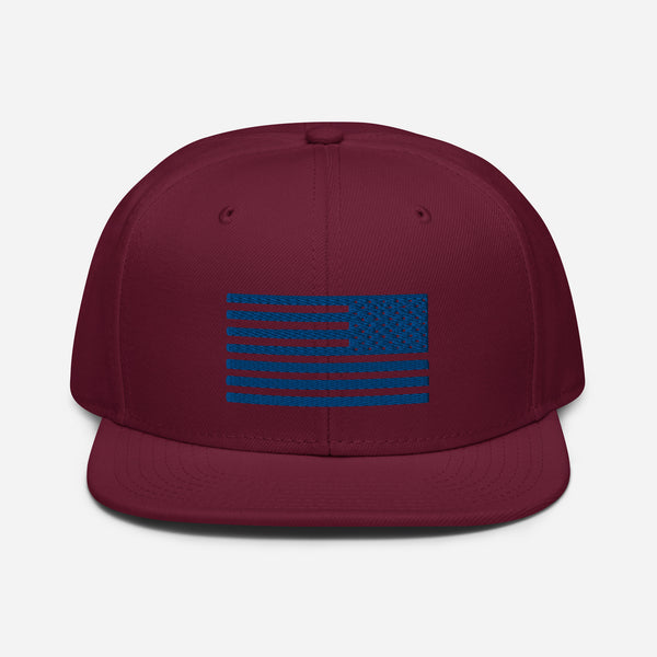 Snapback Flag Hat, Blue Embroidery