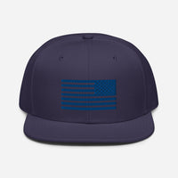 Snapback Flag Hat, Blue Embroidery