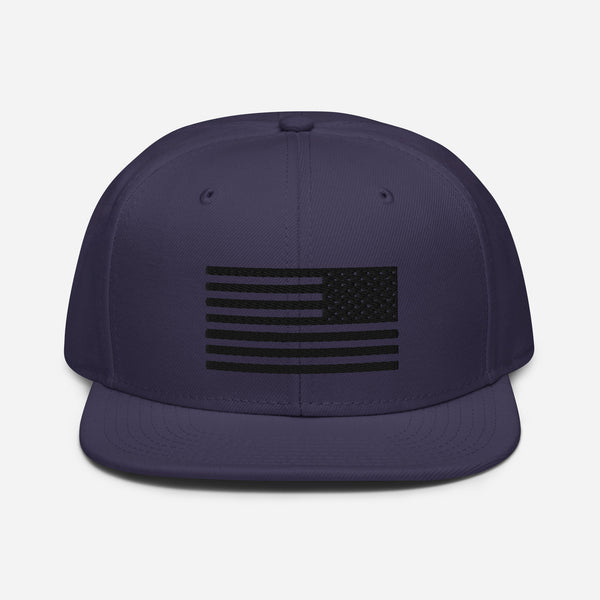 Snapback Flag Hat, Black Emberoidery